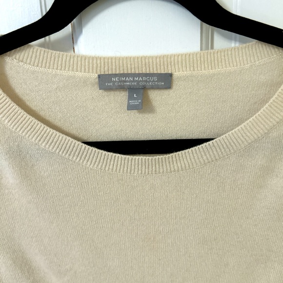 Neiman Marcus Lace Sleeve Crewneck Pure Cashmere Sweater (sz L) - Picture 3 of 11